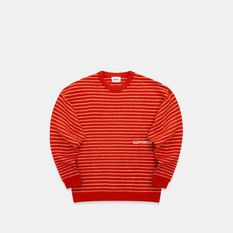 Polkaline / Striped Knitted Sweat - Red