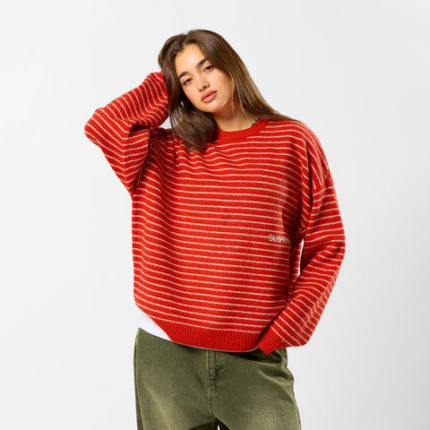 Polkaline / Striped Knitted Sweat - Red