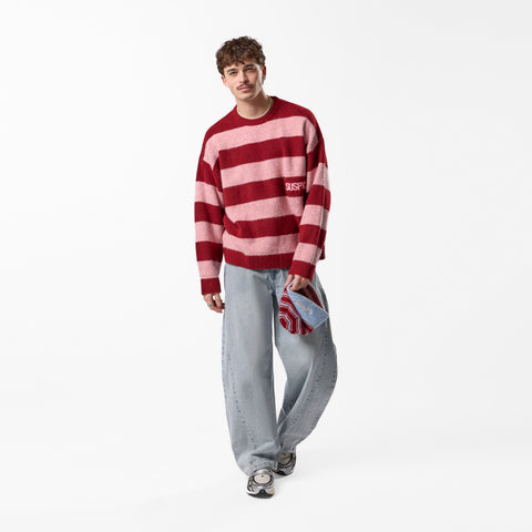 PL / Striped Knitted Sweat - Red