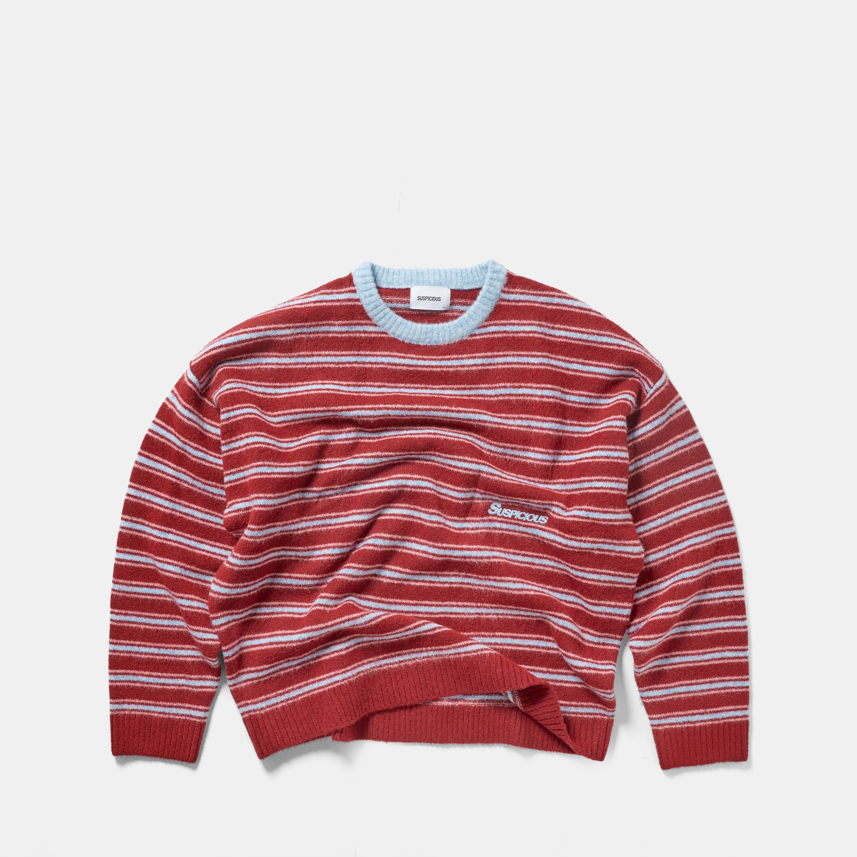 Striped Knitted Sweat - Red & Blue – Suspicious Antwerp