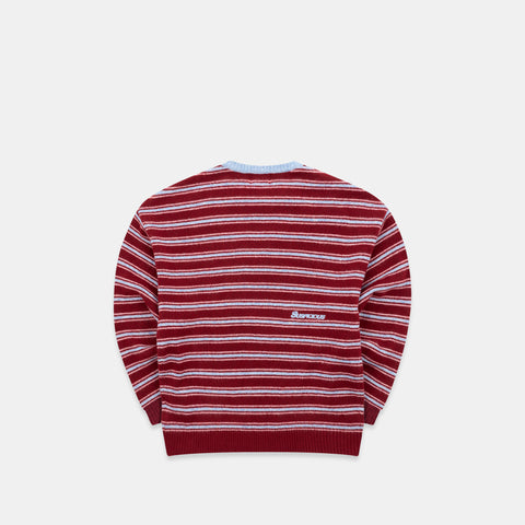 Winter3 / Striped Knitted Sweat - Red & Blue