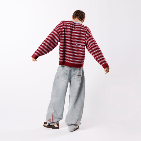 Winter3 / Striped Knitted Sweat - Red & Blue