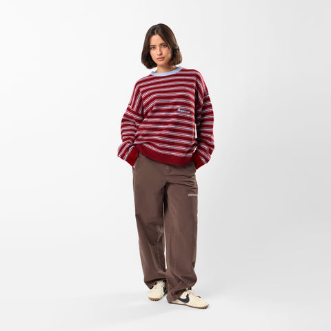 Winter3 / Striped Knitted Sweat - Red & Blue