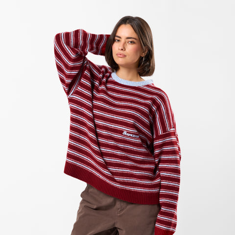 Winter3 / Striped Knitted Sweat - Red & Blue