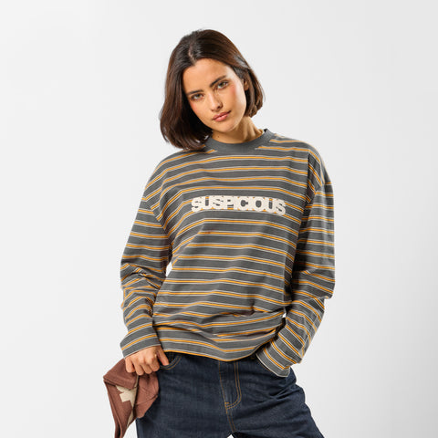 Softground / Striped Longsleeve - Dark Armory & Orange