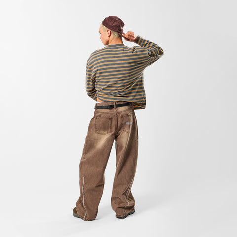 Softground / Striped Longsleeve - Dark Armory & Orange