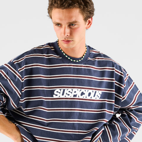 Winter1 / Striped Longsleeve - Navy & Red