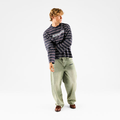 Winter1 / Striped Longsleeve - Navy & Red