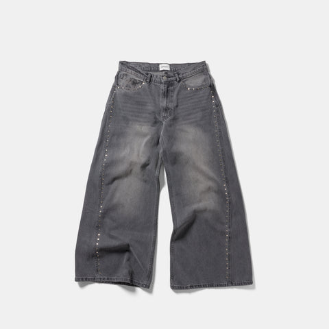 Suspicious Cowboys / Studded W Wide Jeans - Washed Charcoal