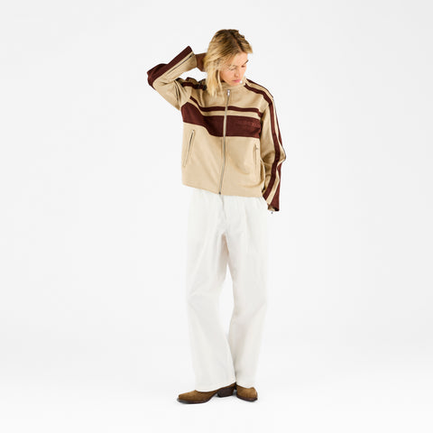 Suspicious Cowboys / Suede W Racer Jacket - Sand & Aubergine