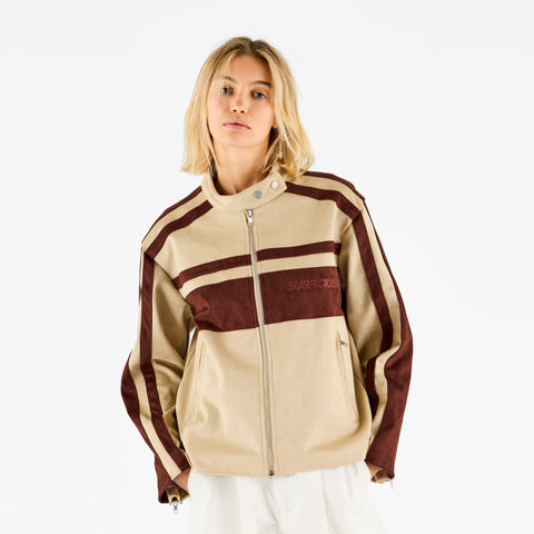 Suspicious Cowboys / Suede W Racer Jacket - Sand & Aubergine