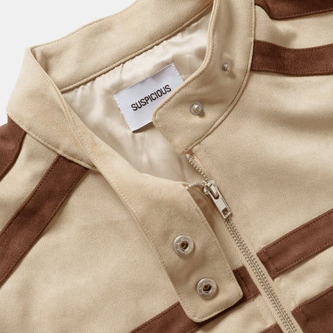 Suspicious Cowboys / Suede W Racer Jacket - Sand & Aubergine