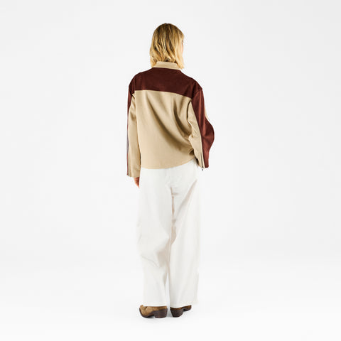 Suspicious Cowboys / Suede W Racer Jacket - Sand & Aubergine
