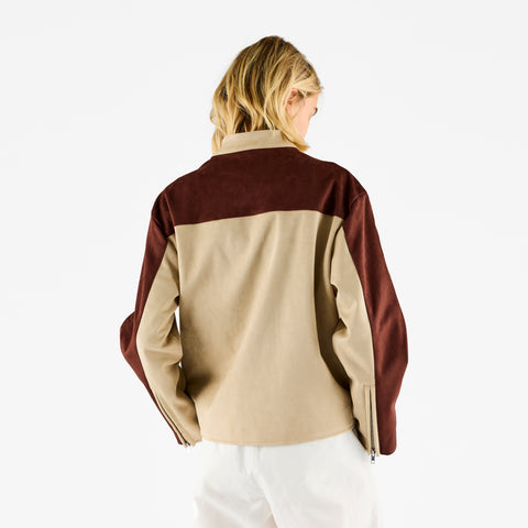Suspicious Cowboys / Suede W Racer Jacket - Sand & Aubergine