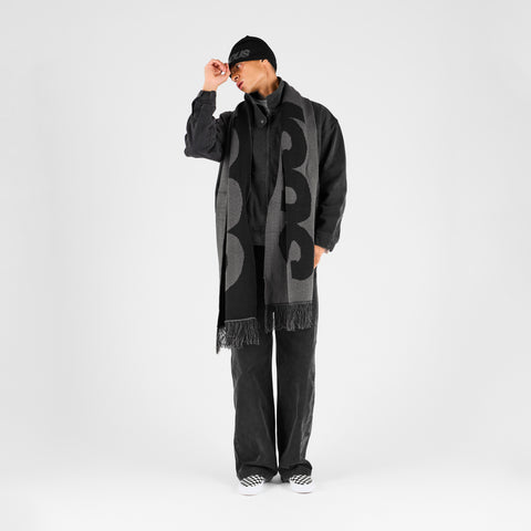 Fall 2 / Suspicious Big Scarf - Black & Charcoal