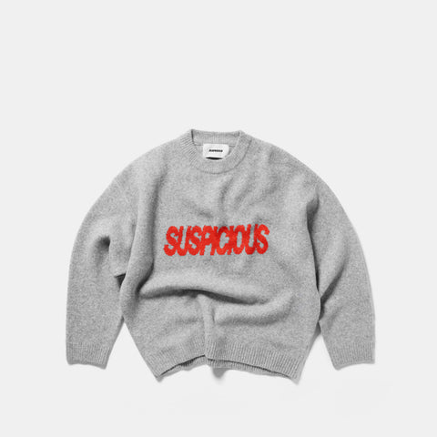 Fall 2 / Suspicious Knitted Sweat - Heather Grey & Red