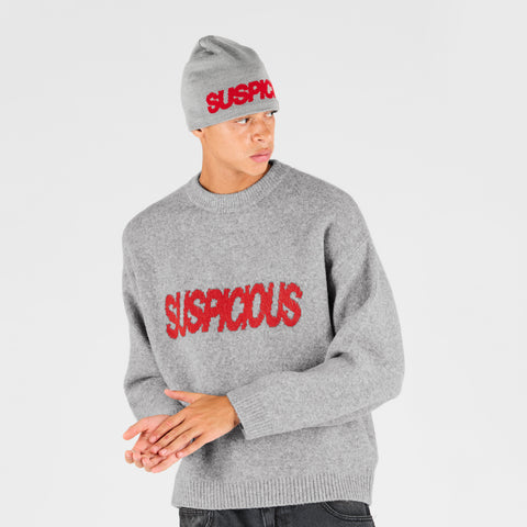 Fall 2 / Suspicious Knitted Sweat - Heather Grey & Red