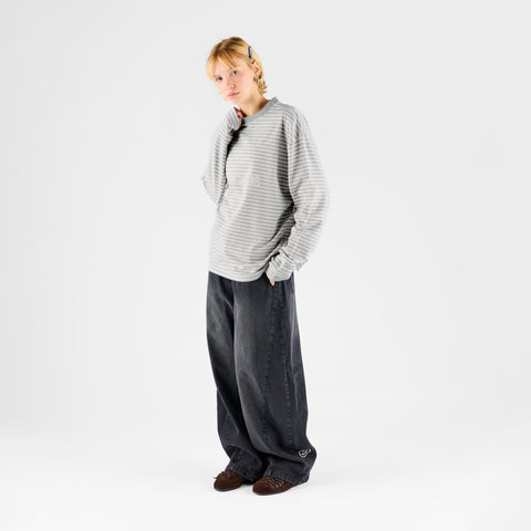 Winter 2 / Suspicious Striped Longsleeve - Heather Grey & Egret