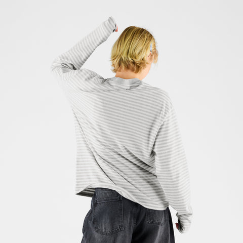 Winter 2 / Suspicious Striped Longsleeve - Heather Grey & Egret