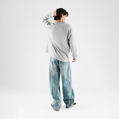 Winter 2 / Suspicious Striped Longsleeve - Heather Grey & Egret