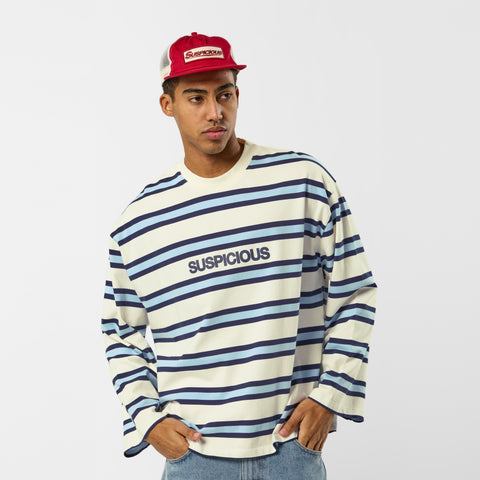 Spring 1 / Suspicious Striped Longsleeve - Natural & Blue