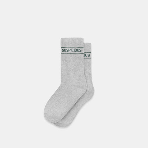 Winter1 / Striped Socks - Heather Grey & Green