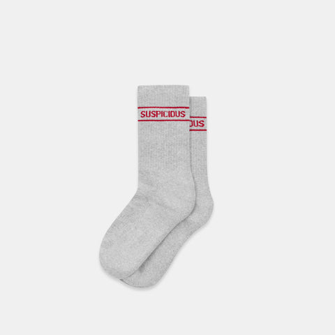 Winter1 / Striped Socks - Heather Grey & Red