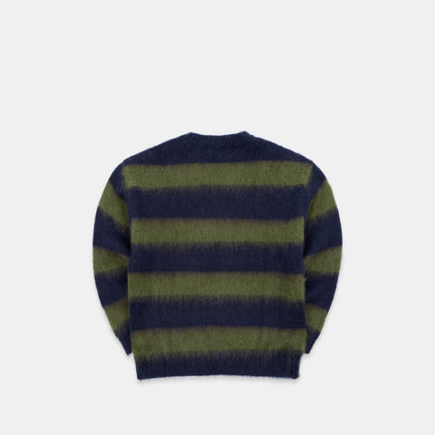 Winter4 / Essentials Striped Mohair Knit - Dark Navy & Olive Green