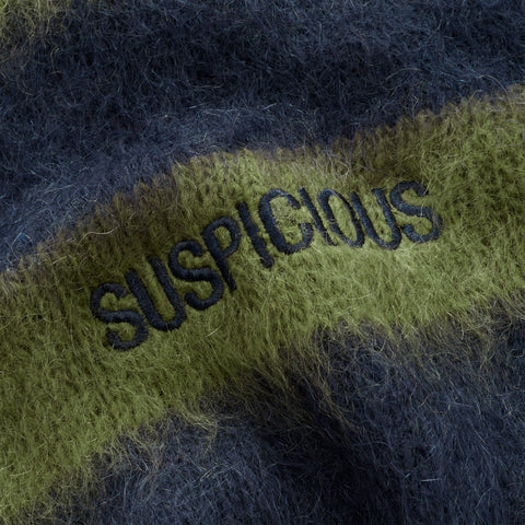 Winter4 / Essentials Striped Mohair Knit - Dark Navy & Olive Green