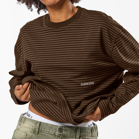 PL / The Essentials Striped Longsleeve - Espresso