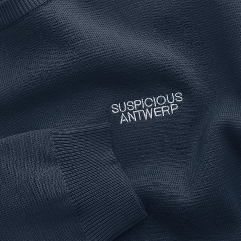 The Essentials Cotton Knitted Crewneck - Coastal Blue