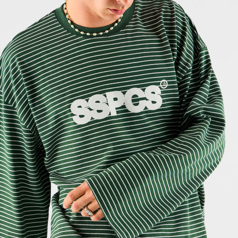 PL / The SSPCS Striped Longsleeve - Dark Forest Green