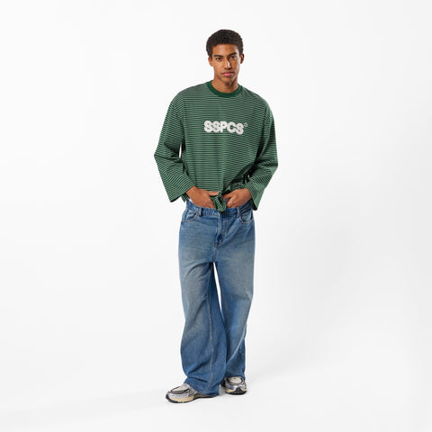 PL / The SSPCS Striped Longsleeve - Dark Forest Green