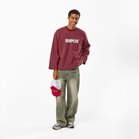 PL / The SSPCS Striped Longsleeve - Dark Red