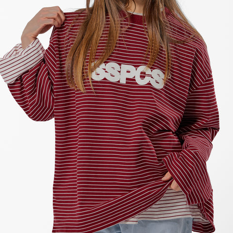 PL / The SSPCS Striped Longsleeve - Dark Red