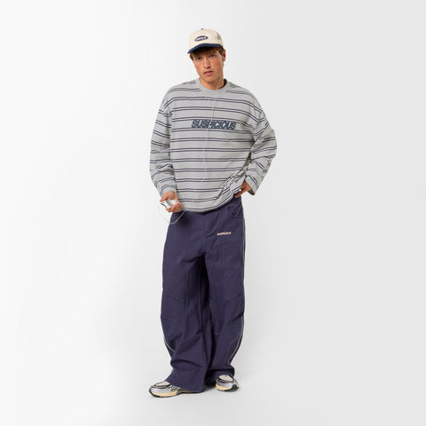 Bestsellers Variants / The Slanted Striped Longsleeve - Heather Grey