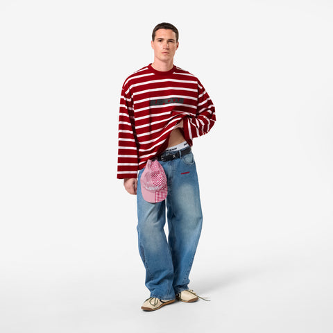 Bestsellers Variants / The Slanted Striped Longsleeve - Ruby Red & Pink