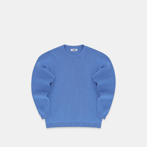 The Suspicious Cotton Knitted Crewneck - Coral Blue