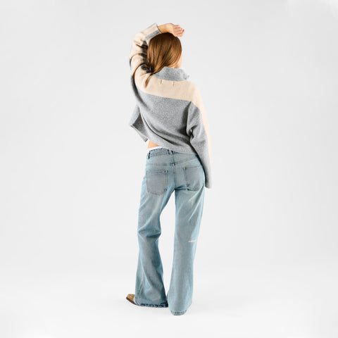 Women Drop / Val W Loose Knit Zip Up - Heather