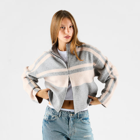 Women Drop / Val W Loose Knit Zip Up - Heather