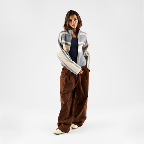 Women Drop / Val W Loose Knit Zip Up - Heather