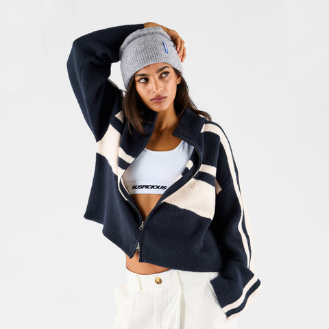 Women Drop / Val W Loose Knit Zip Up - Nightfall