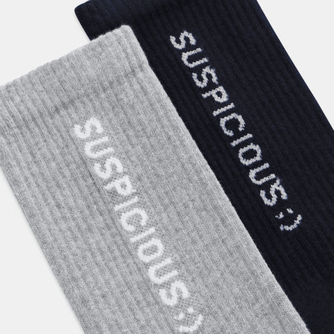 The Smiley Socks 2-pack - Navy and Heather Grey
