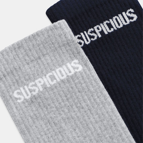 The Suspicious Socks 2-pack - Navy and Heather Grey