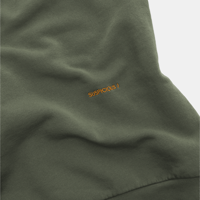 The Suspicious Smiley Hoodie - Army Green
