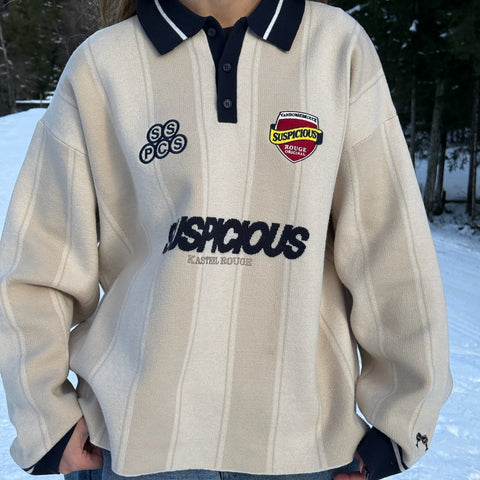 Winter4 / Kasteel Longsleeve Knitted Polo - Washed Clay