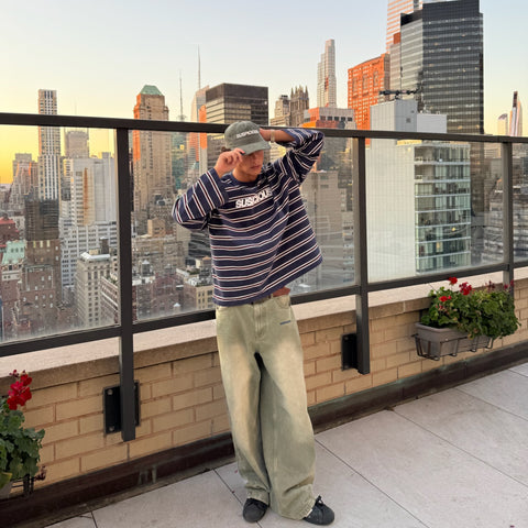 Winter1 / Striped Longsleeve - Navy & Red