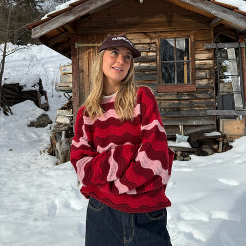 Winter4 / Essentials Knitted Wavy Sweat - RedPink