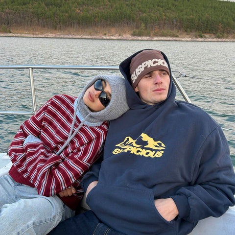 Winter3 / Striped Knitted Sweat - Red & Blue