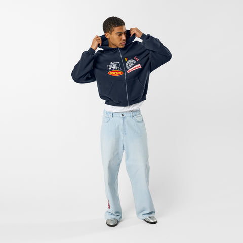 Off Season / Badge Line Up Zip-Up Hoodie - Nightfall